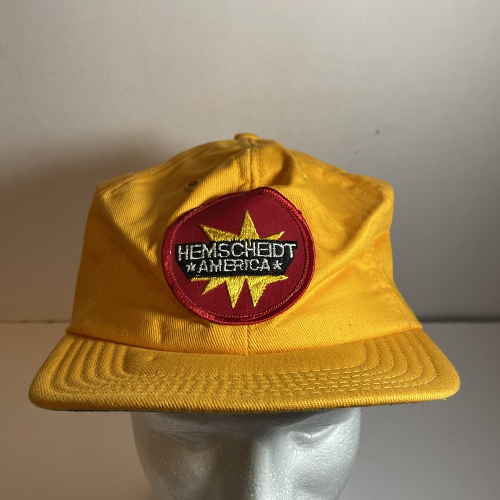Vintage Hemscheidt America Patch Yellow Hat Snapback‎ Cap 80s/90s USA Made